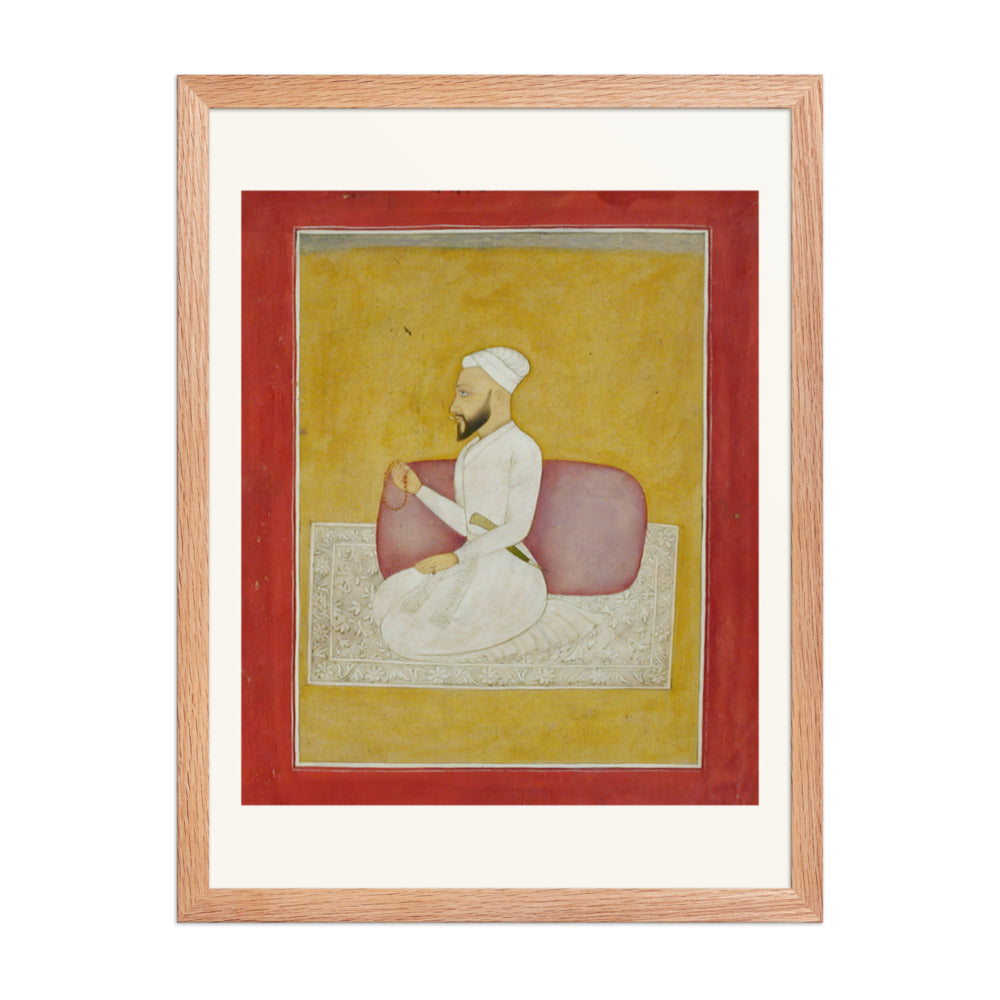 Adina Beg Khan at His Prayer Beads — Restored Mughal Wall Art — view 3