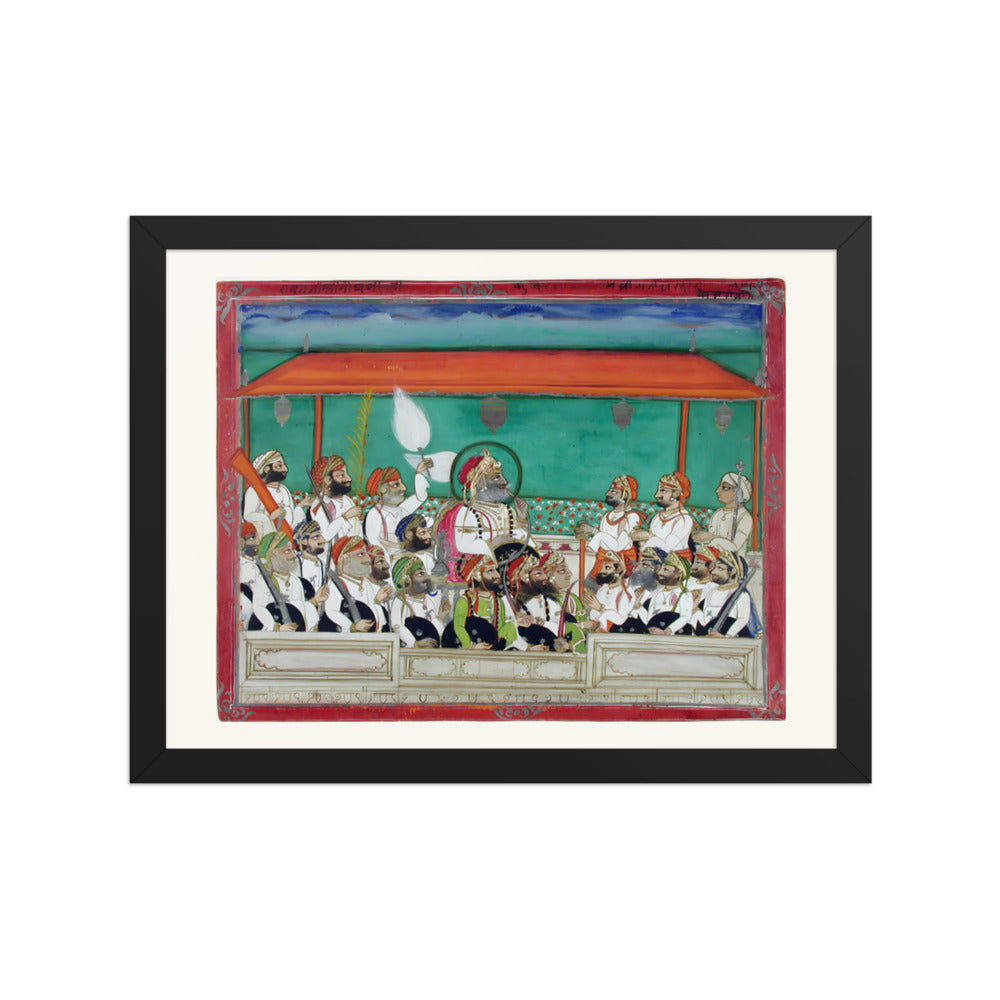 A Maharana Smoking His Hookah in Durbar — Restored Rajput Wall Art — view 2