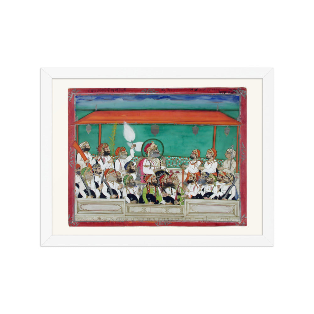 A Maharana Smoking His Hookah in Durbar — Restored Rajput Wall Art — view 6