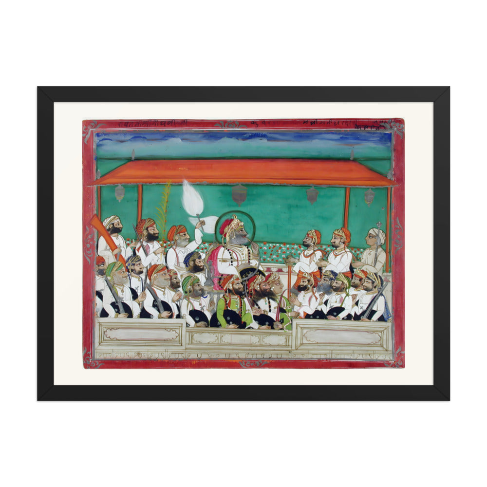 A Maharana Smoking His Hookah in Durbar — Restored Rajput Wall Art — view 1