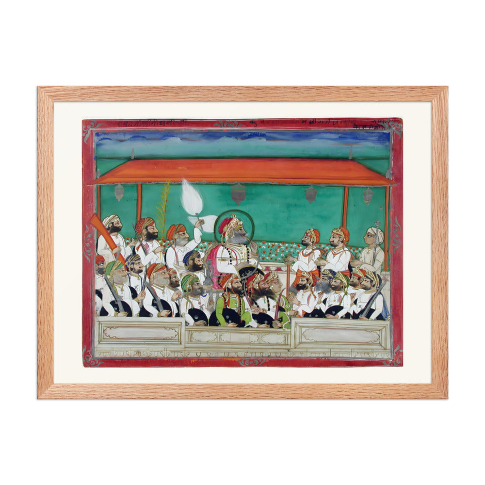 A Maharana Smoking His Hookah in Durbar — Restored Rajput Wall Art — view 3