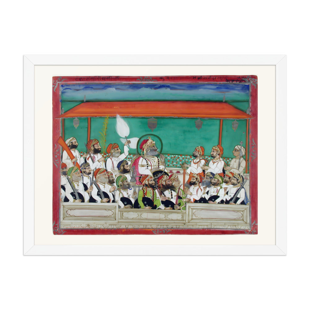 A Maharana Smoking His Hookah in Durbar — Restored Rajput Wall Art — view 5