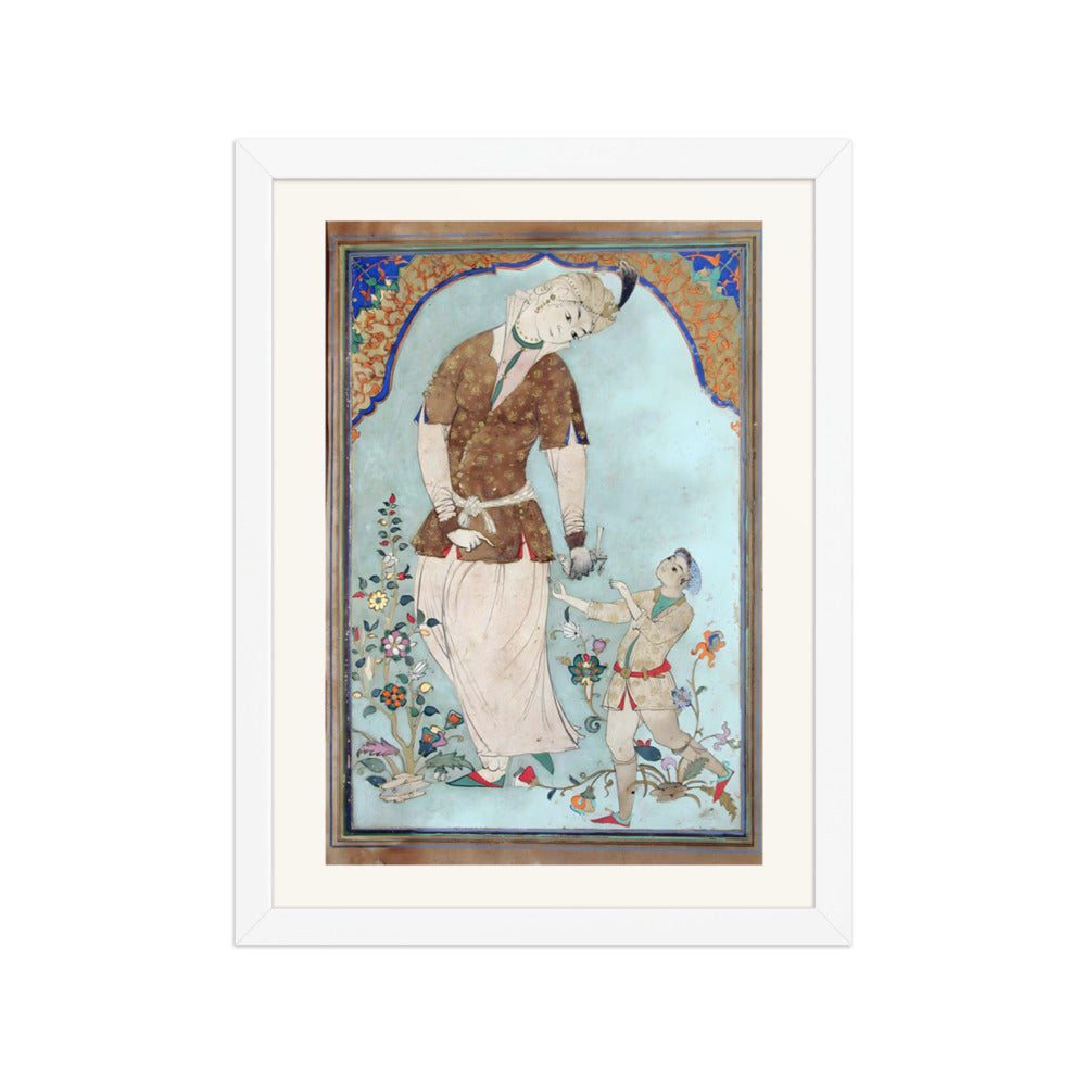A Lady Falconer Receives Her Prey — Restored Mughal Wall Art — view 6