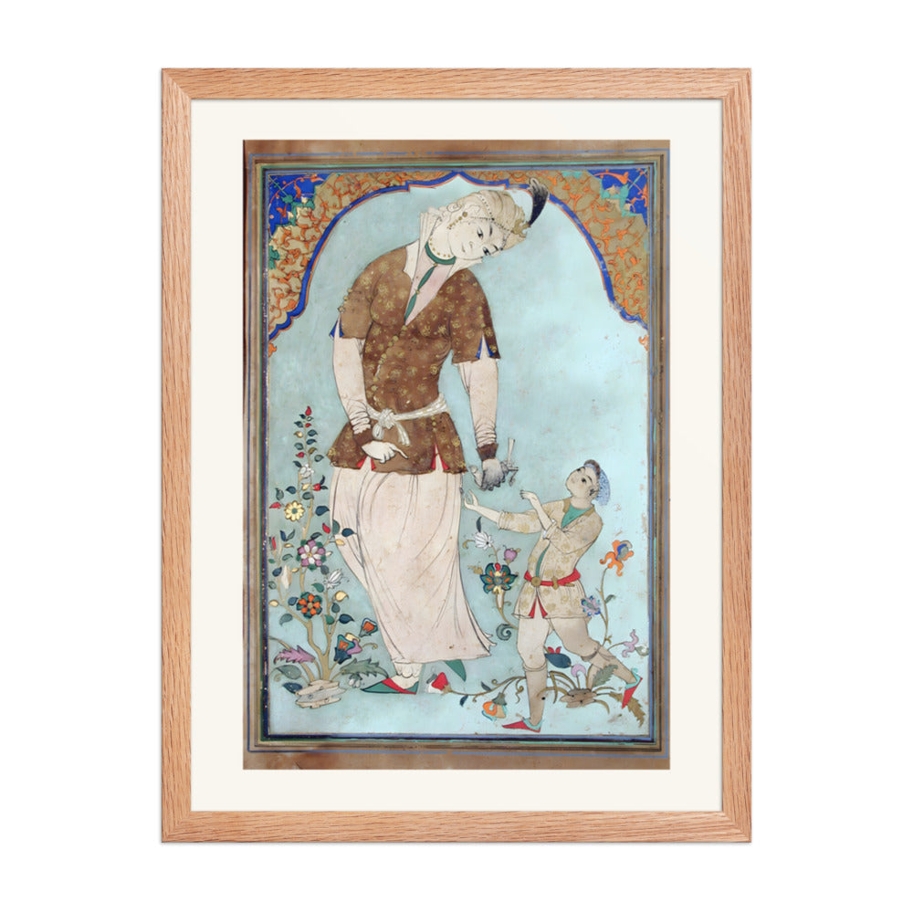 A Lady Falconer Receives Her Prey — Restored Mughal Wall Art — view 3