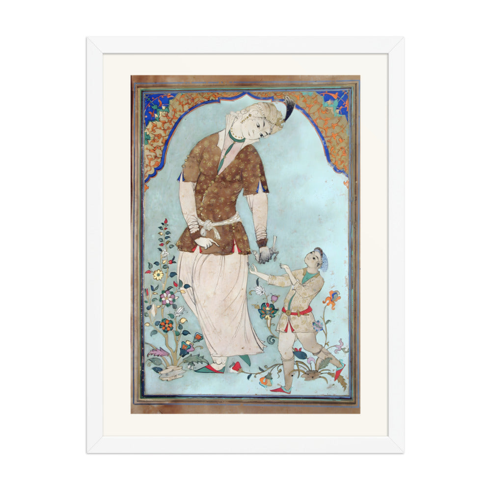 A Lady Falconer Receives Her Prey — Restored Mughal Wall Art — view 5