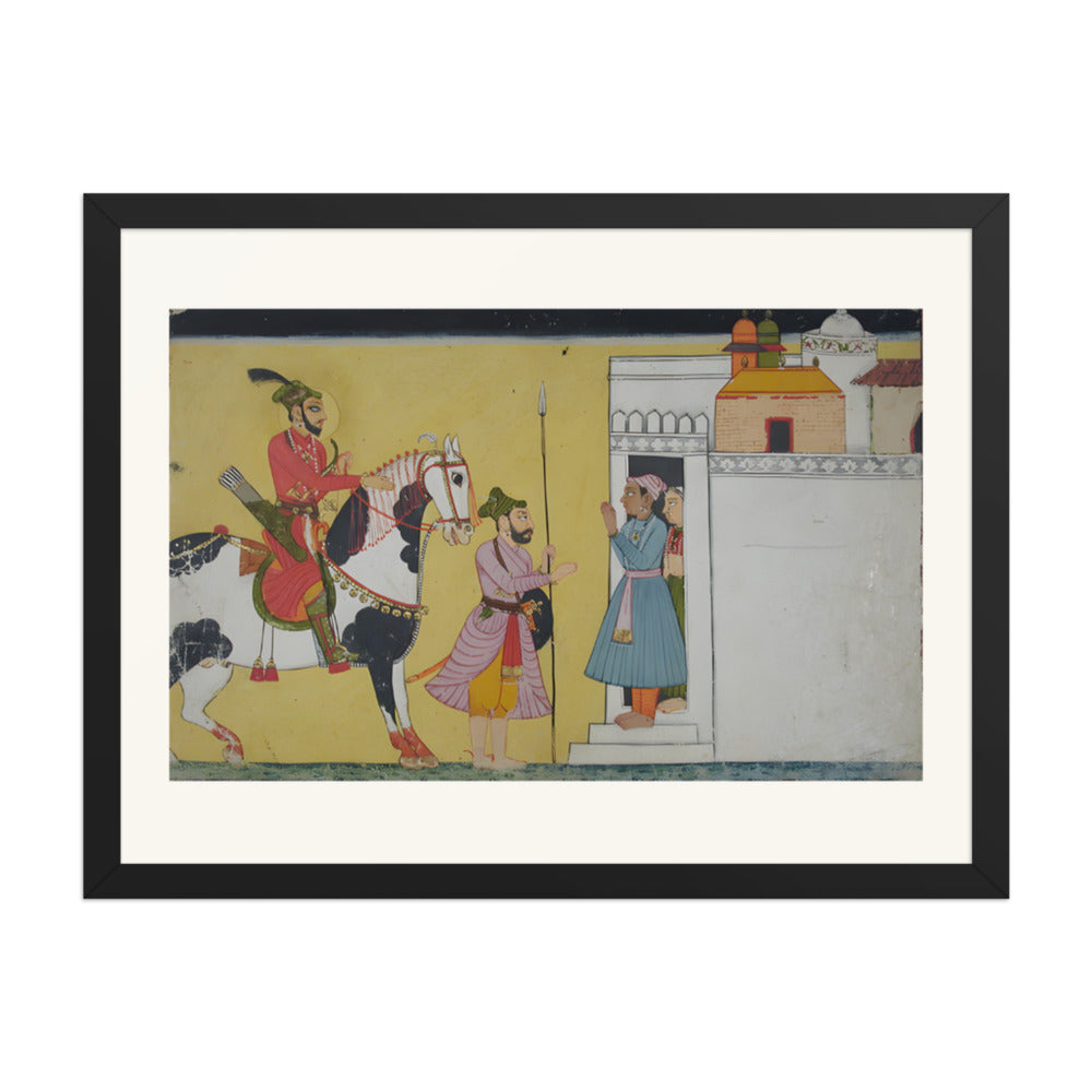 A Prince Hunting Deer — Restored Rajput Wall Art — view 1