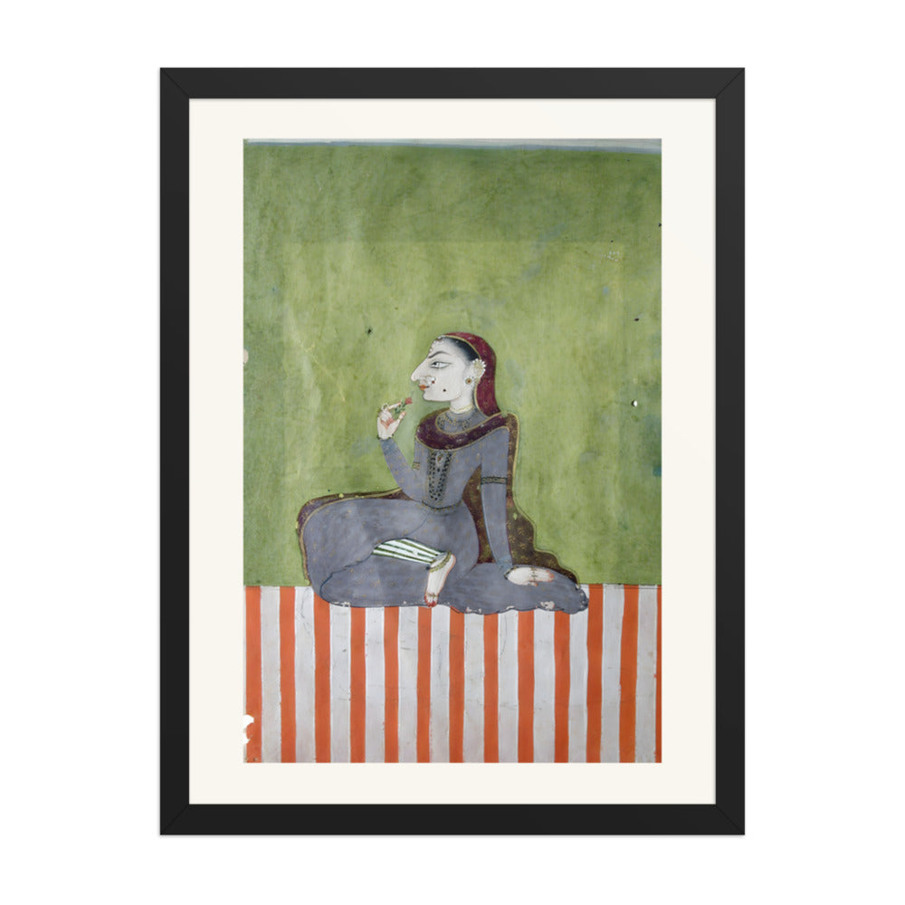 A Princess Smelling a Flower — Restored Indian Court Wall Art — view 1
