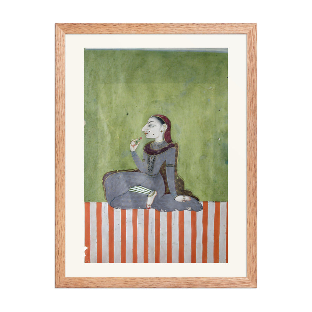 A Princess Smelling a Flower — Restored Indian Court Wall Art — view 3