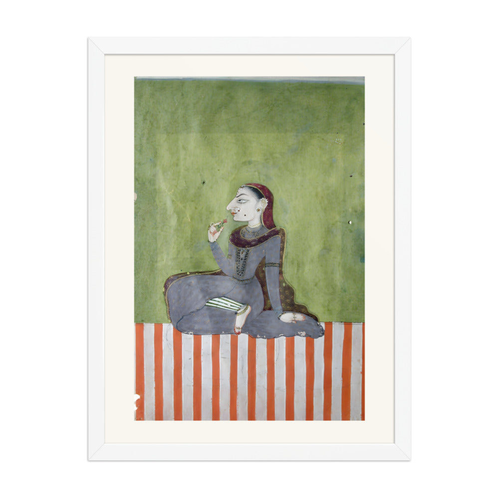 A Princess Smelling a Flower — Restored Indian Court Wall Art — view 5