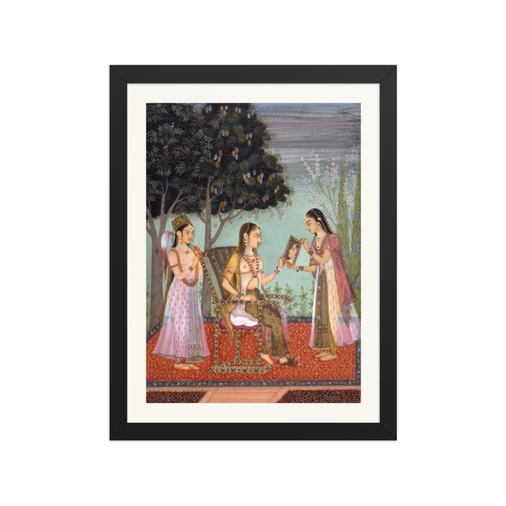 A Lady Gazing into a Mirror — Restored Rajput Wall Art — view 2