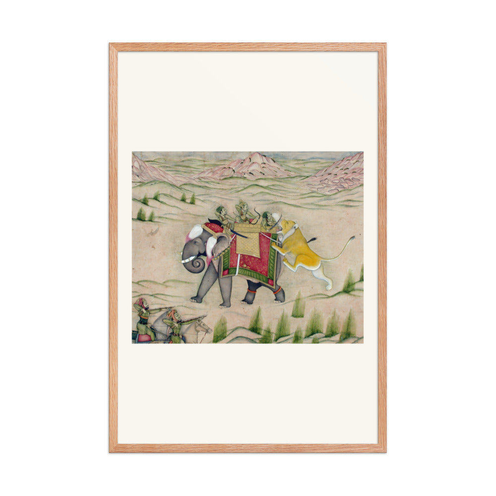 A Lion Attacks the Royal Elephant — Kishangarh Hunt Scene — view 8