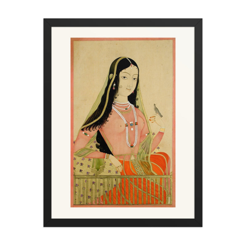 A Beauty at a Window with a Bird