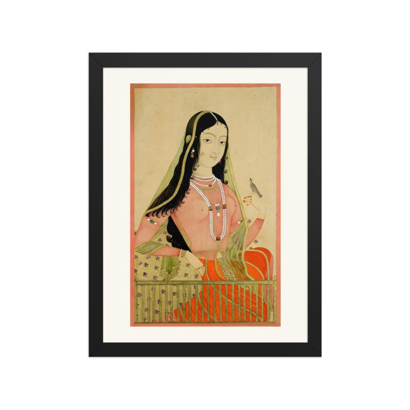 A Beauty at a Window with a Bird