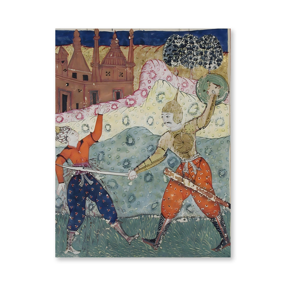 A Warrior Slays His Foe — a Shahnama Folio — view 4