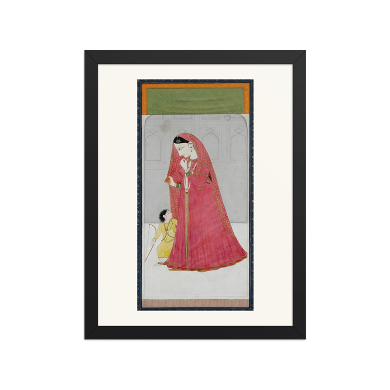 A Woman in Red with a Child