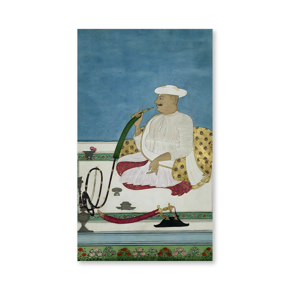 A Hindu raja seated smoking a hookah — view 4