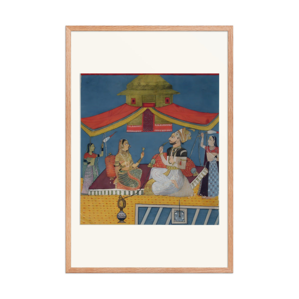 A man smoking a hookah on a terrace, with a woman and two maids — view 8