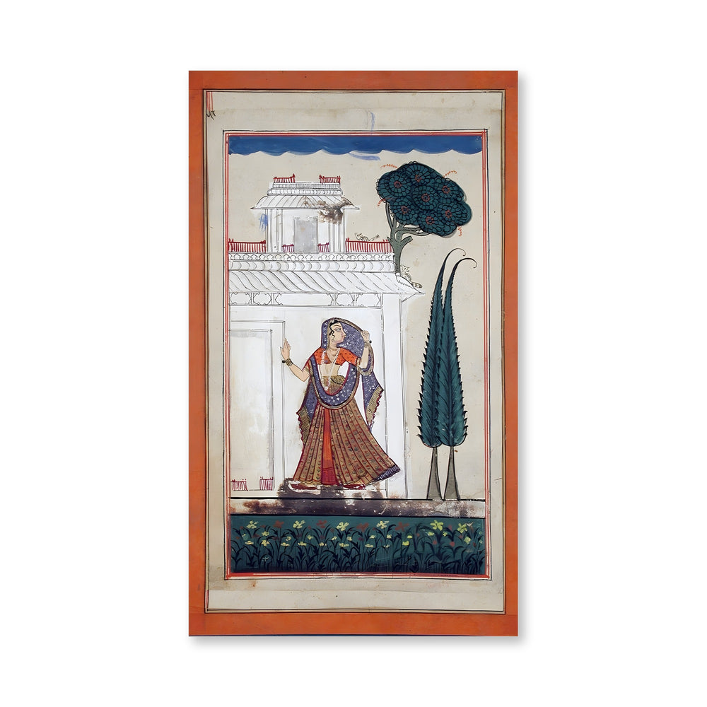 A woman standing before a pavilion — view 4