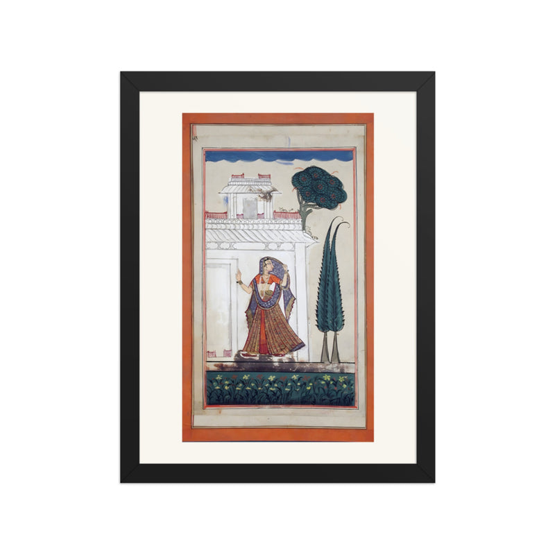 A woman standing before a pavilion