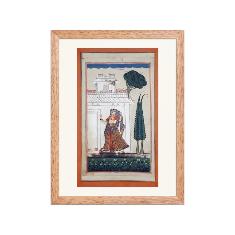 A woman standing before a pavilion — view 2