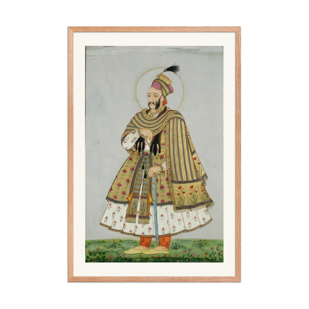 Abdullah Qutb Shah nimbate, in white jama with a gold coat and shawl — view 8