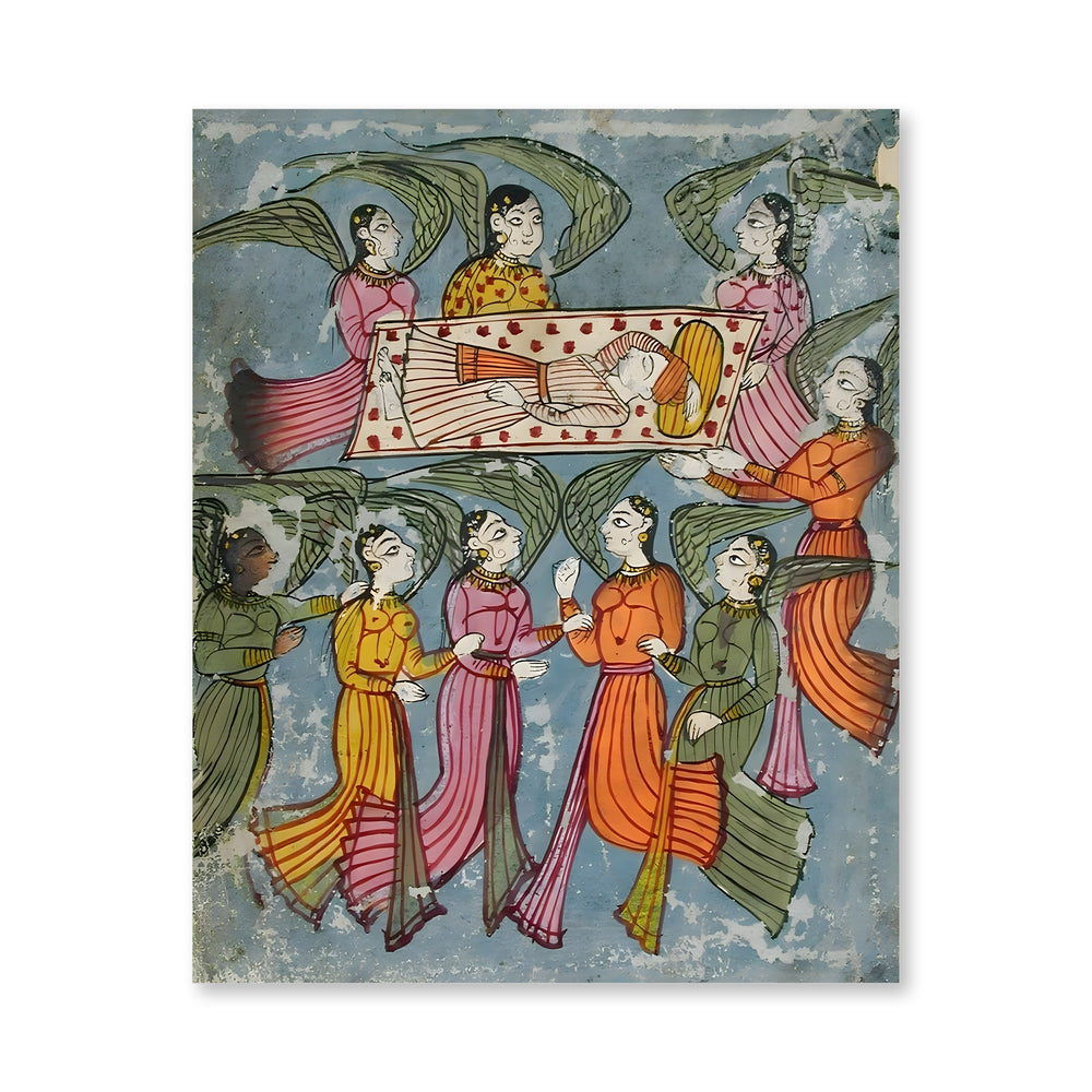 Angels carry Manohar in his bed — view 4