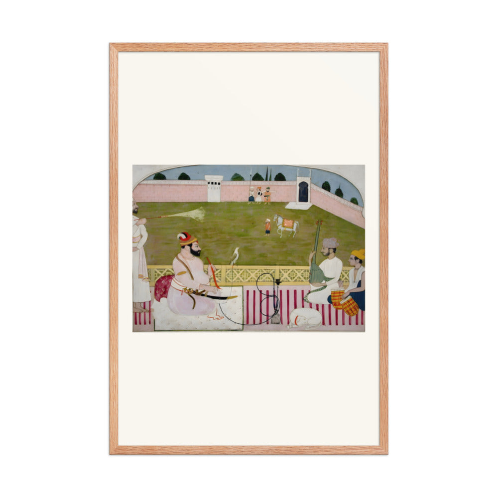 Bahadur Singh smokes a hookah on a terrace with two musicians — view 8