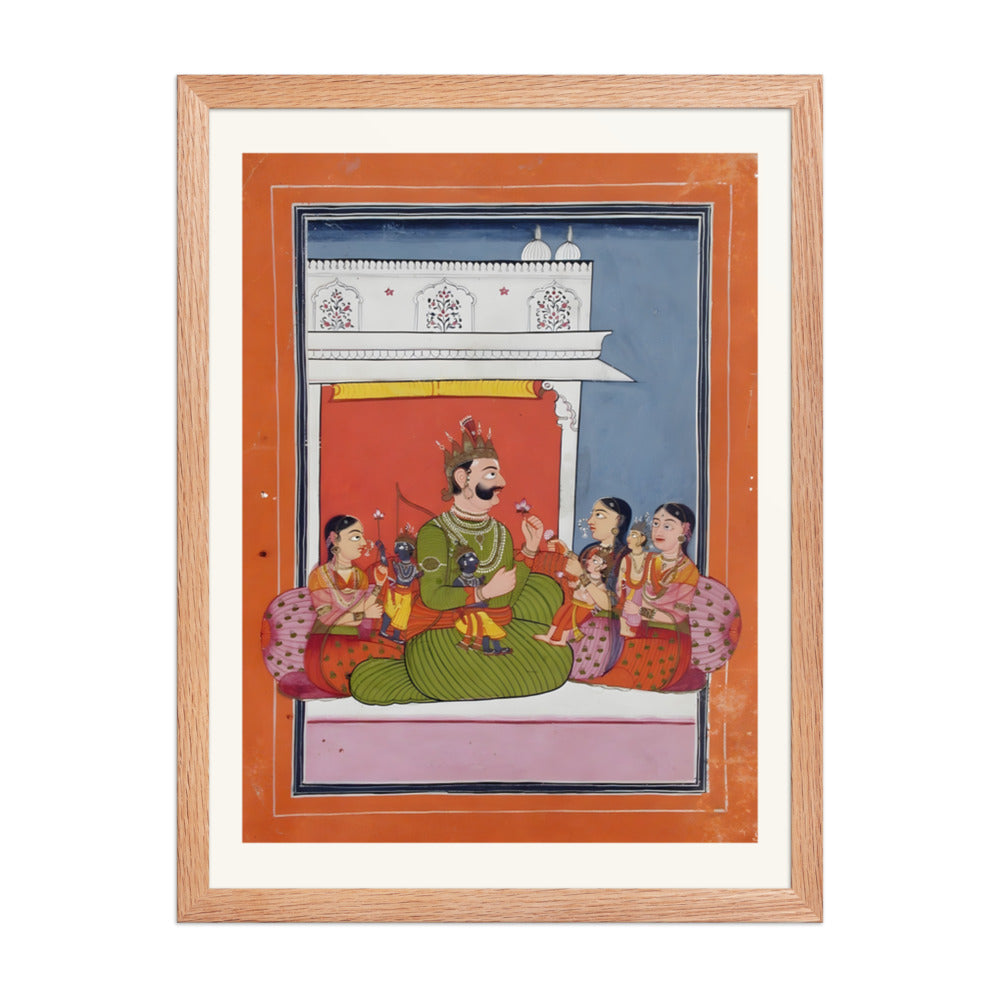 Dasaratha with Kaushalya, Kaikeya and Sumitra with his sons Rama, Lakshmana, Bha — view 2