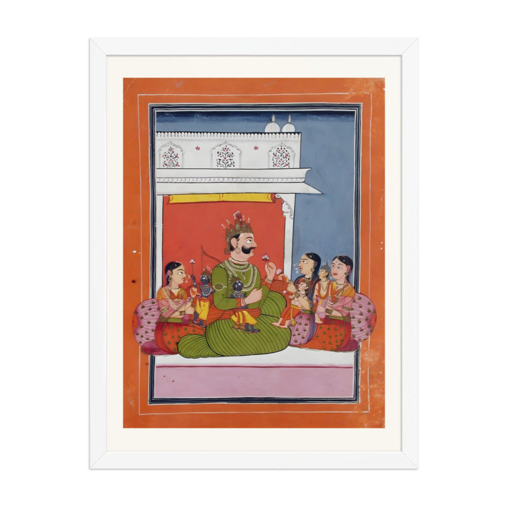 Dasaratha with Kaushalya, Kaikeya and Sumitra with his sons Rama, Lakshmana, Bha — view 3