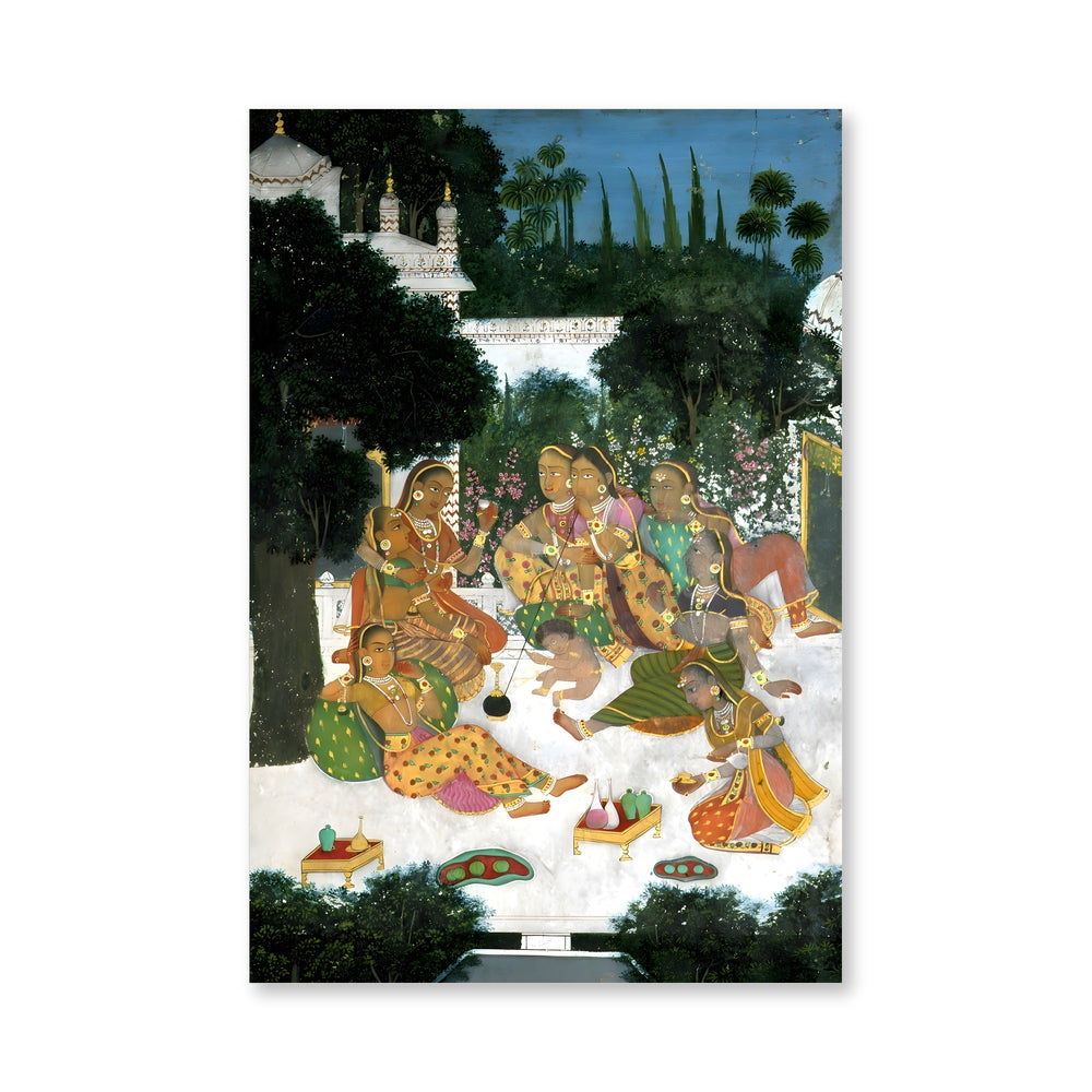Eight women and a child on a palace terrace — view 4