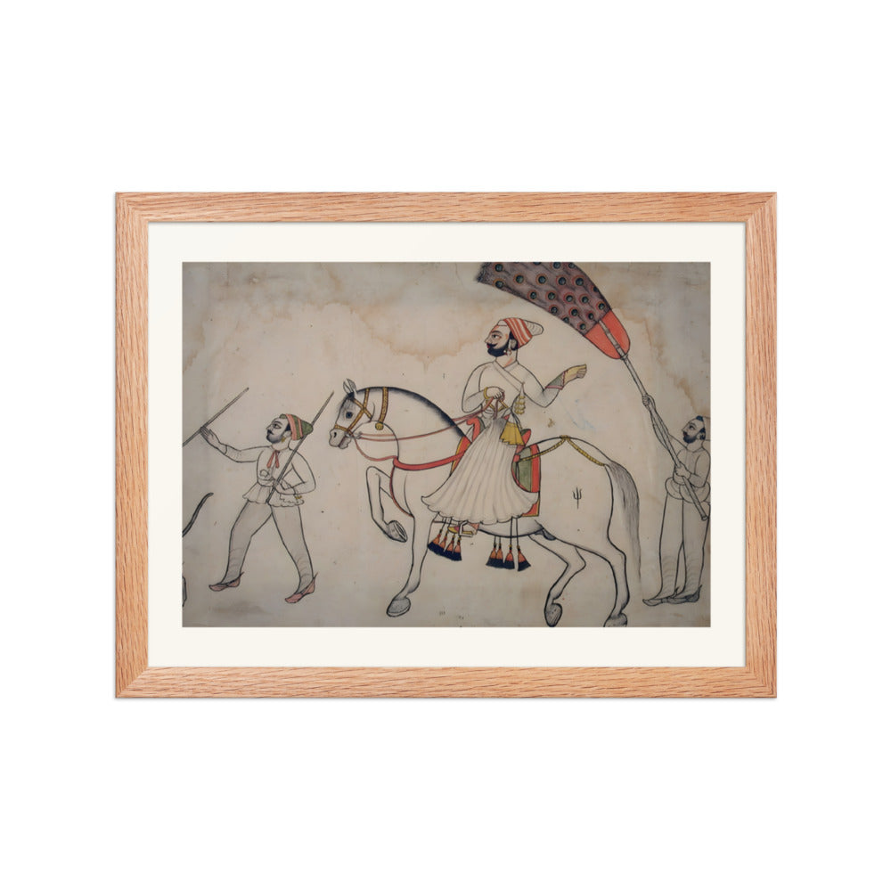 Equestrian Indra Dev of Bauduatta attended by two footmen — view 2