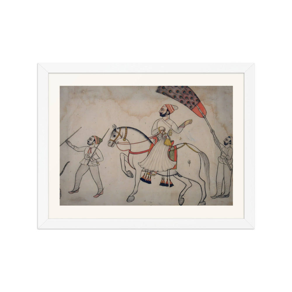 Equestrian Indra Dev of Bauduatta attended by two footmen — view 3