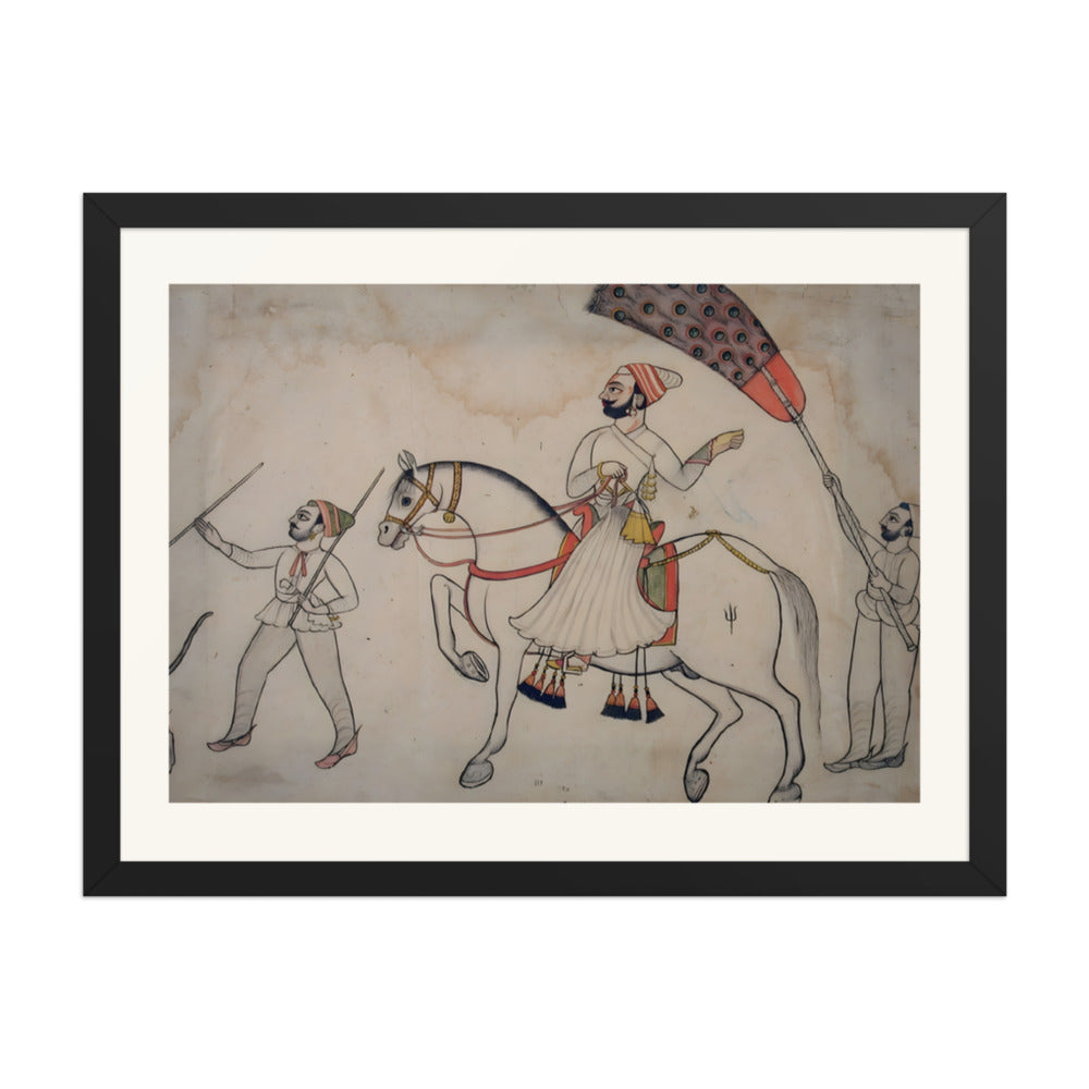 Equestrian Indra Dev of Bauduatta attended by two footmen — view 4