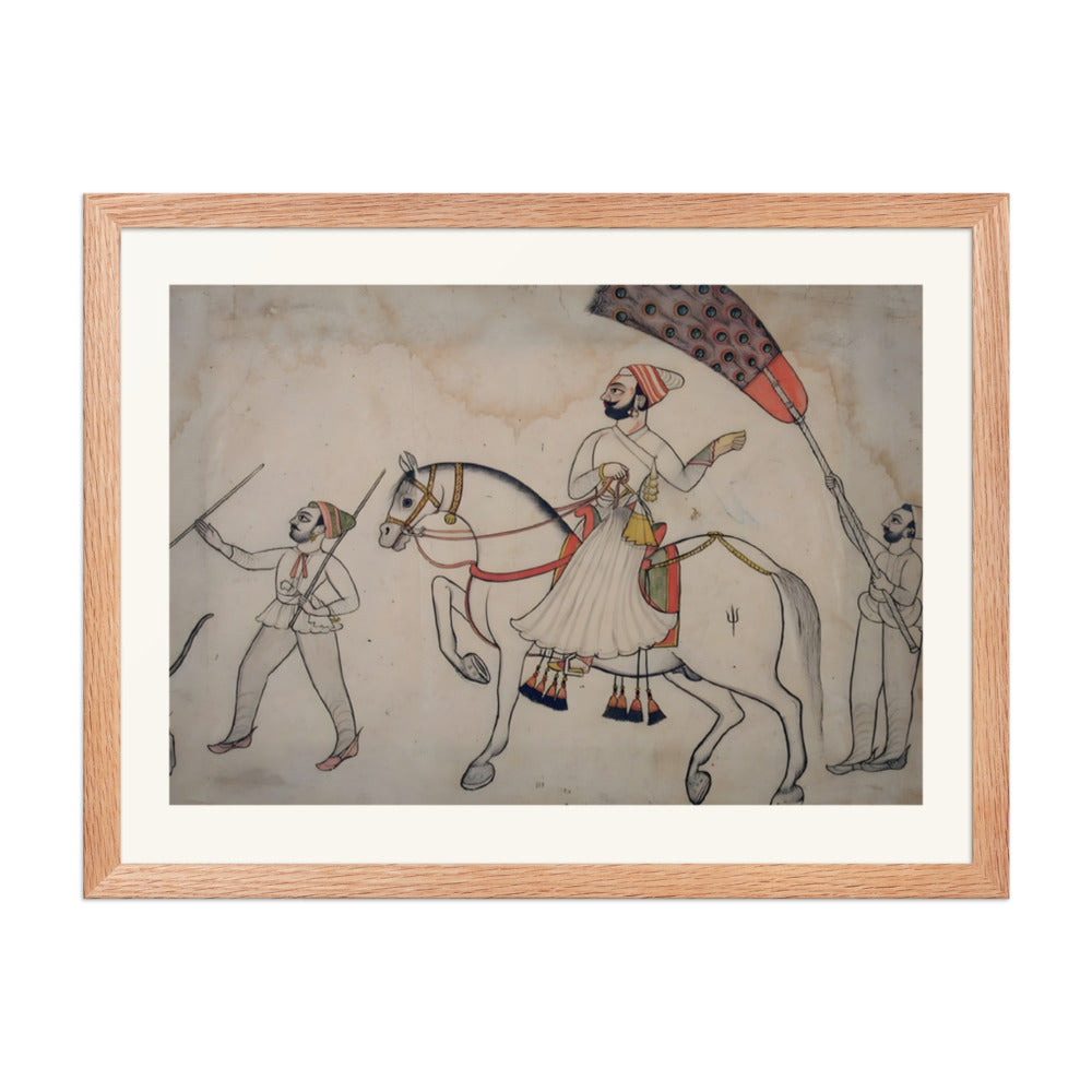 Equestrian Indra Dev of Bauduatta attended by two footmen — view 5