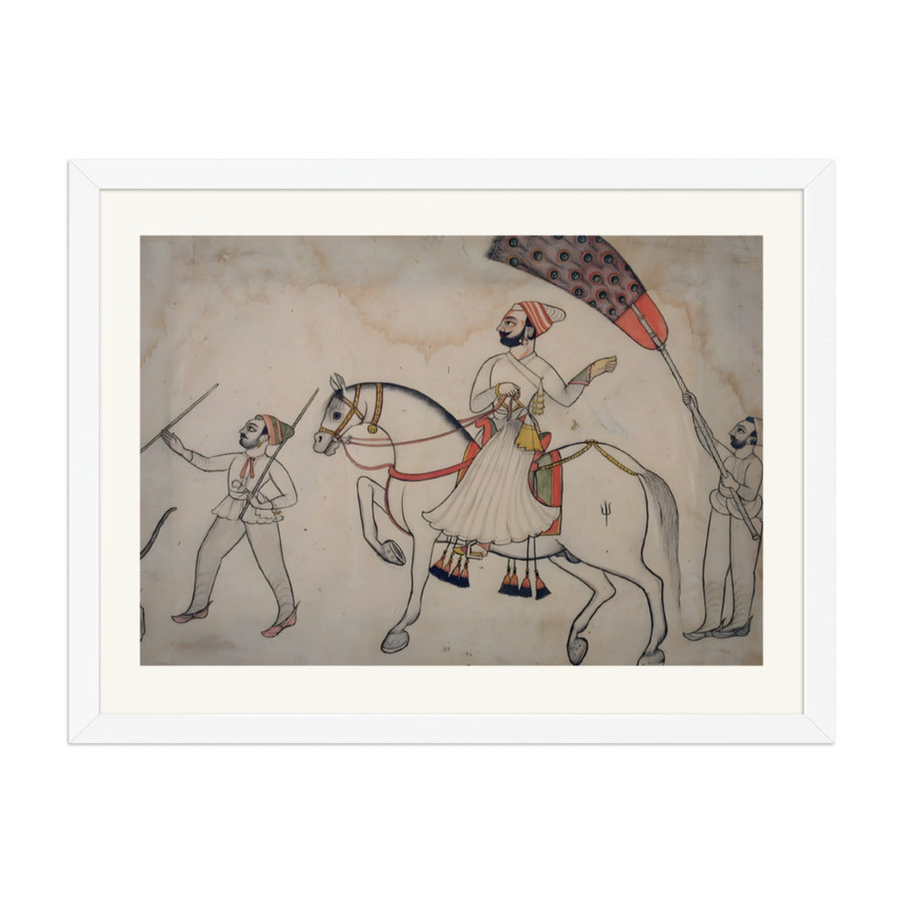 Equestrian Indra Dev of Bauduatta attended by two footmen — view 6