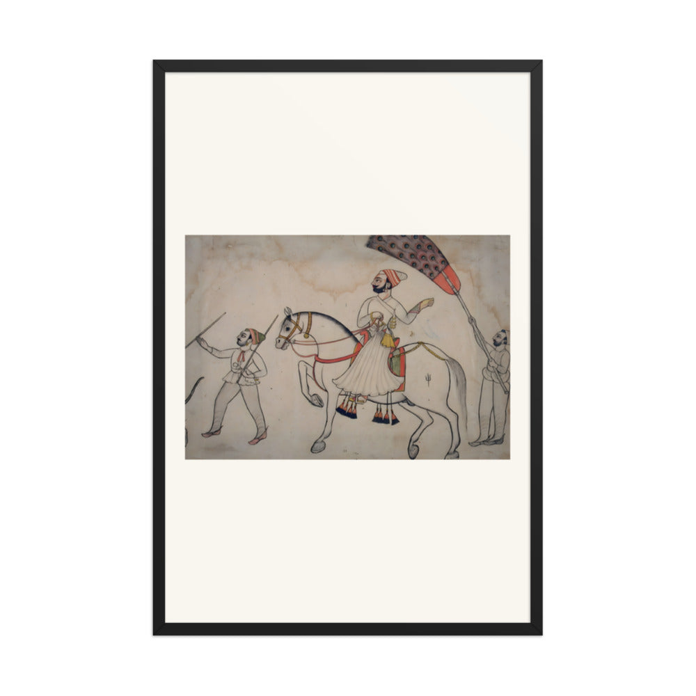 Equestrian Indra Dev of Bauduatta attended by two footmen — view 7