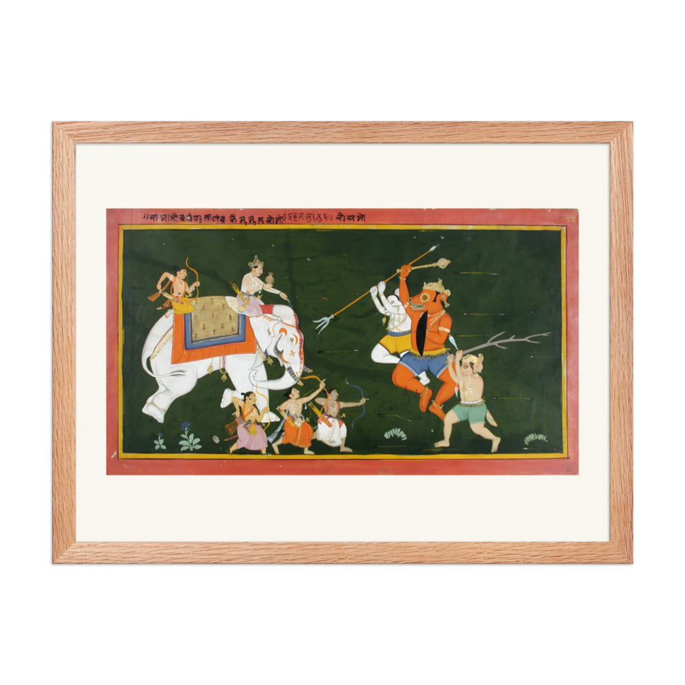 Indra on his elephant, attacked by demons — view 2