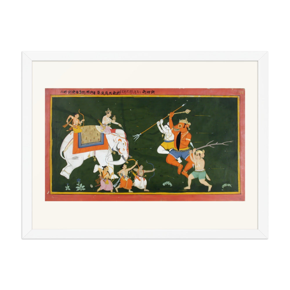 Indra on his elephant, attacked by demons — view 3