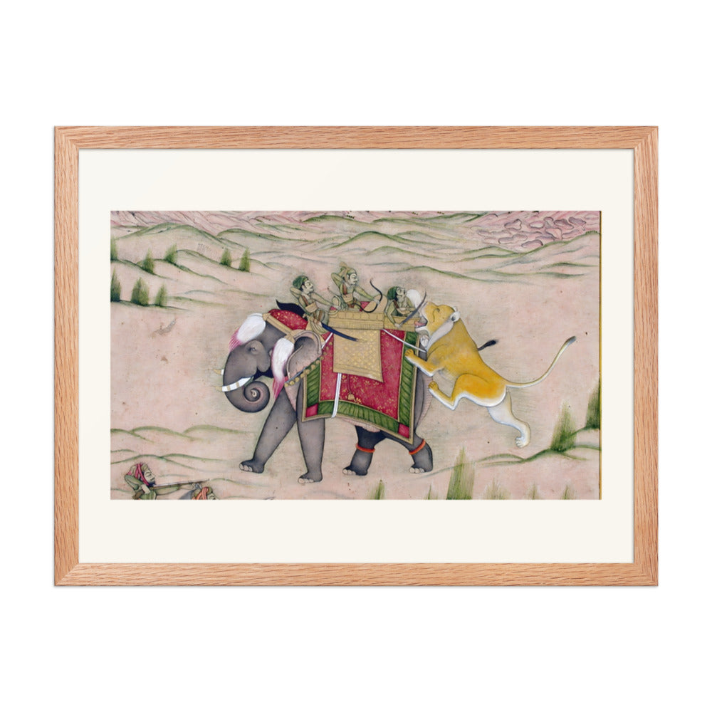 A Lion Springs at the Royal Elephant — Kishangarh Hunt — view 2