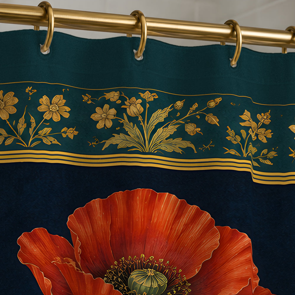 Album Page Shower Curtain — Teal & Ink — view 3