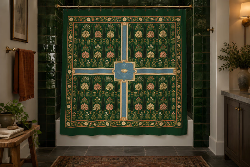 Charbagh Garden Shower Curtain — Bottle Green