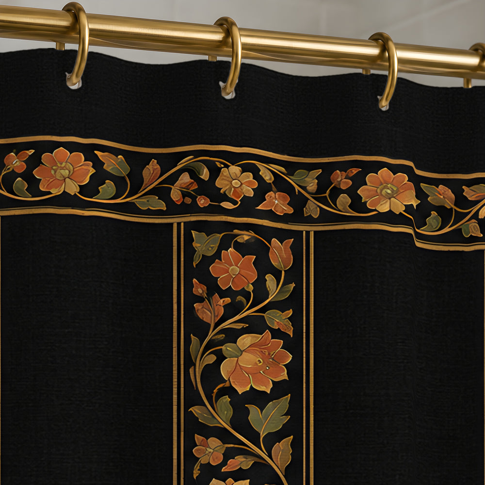 Hashiya Stripe Shower Curtain — Ink — view 3