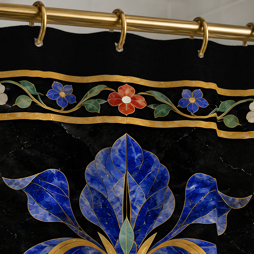 Pietra Dura Shower Curtain — Black Marble — view 3