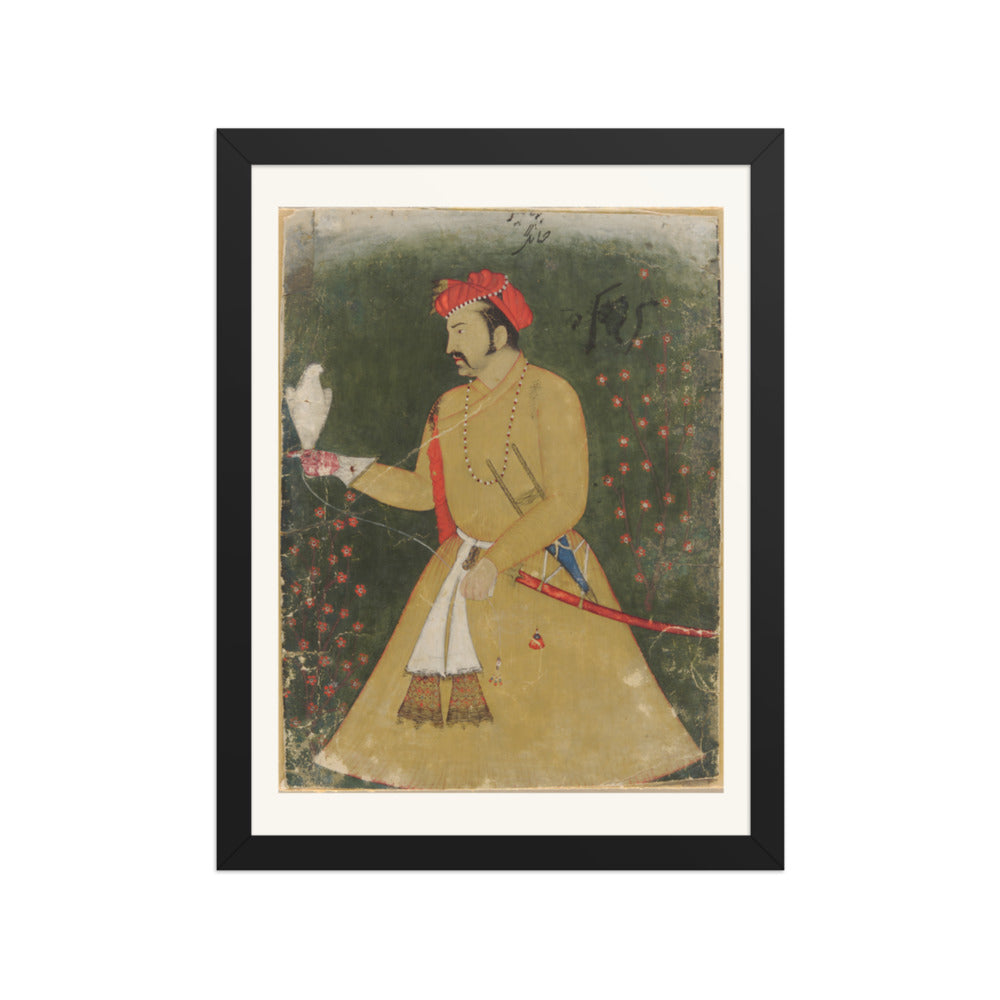 Portrait of Jahangir with a Falcon — Restored Mughal Wall Art — view 2