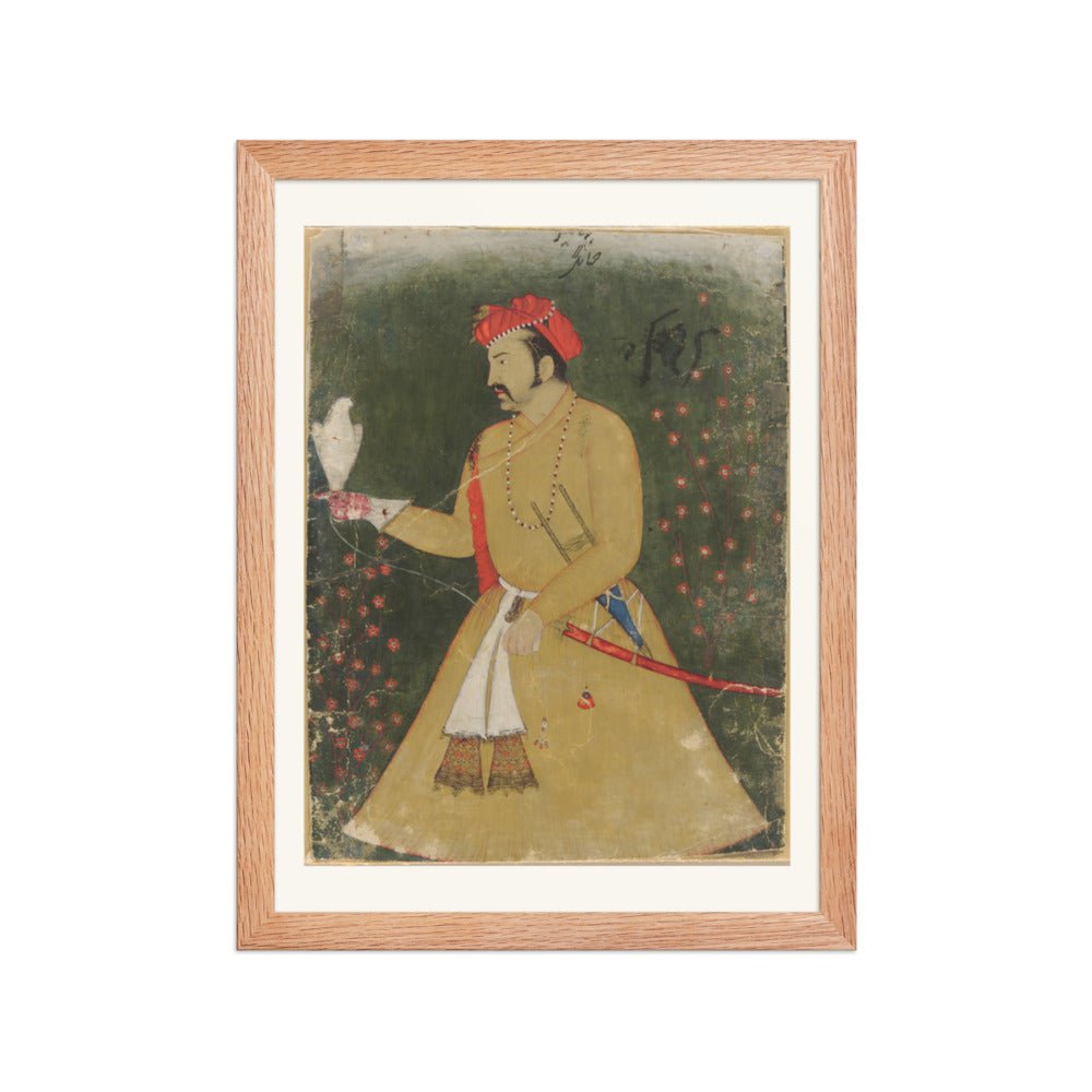 Portrait of Jahangir with a Falcon — Restored Mughal Wall Art — view 4