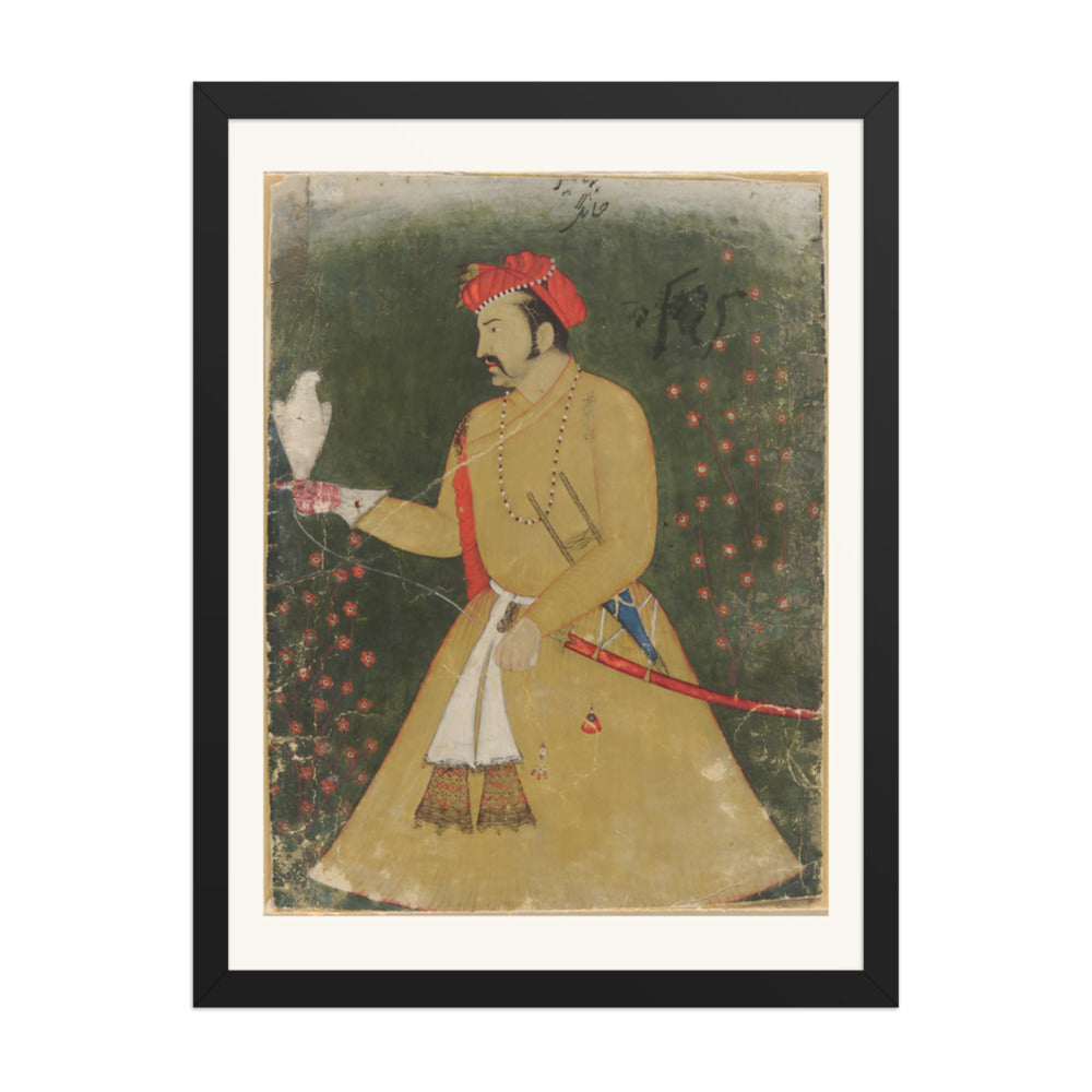 Portrait of Jahangir with a Falcon — Restored Mughal Wall Art — view 1