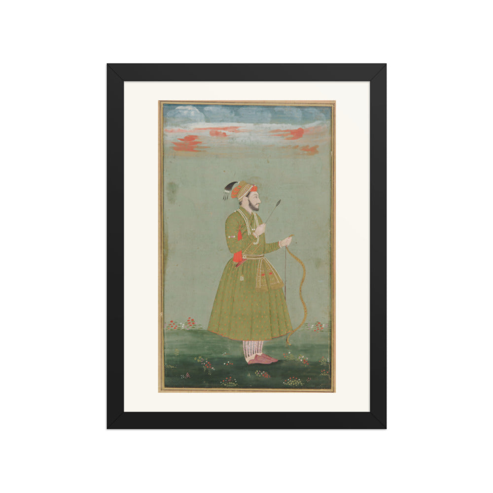 A Mughal Prince with a Bow — Restored Mughal Wall Art — view 2