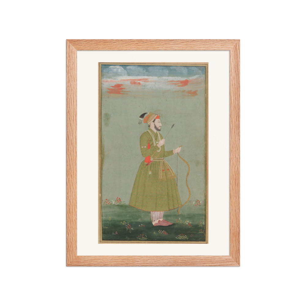 A Mughal Prince with a Bow — Restored Mughal Wall Art — view 4