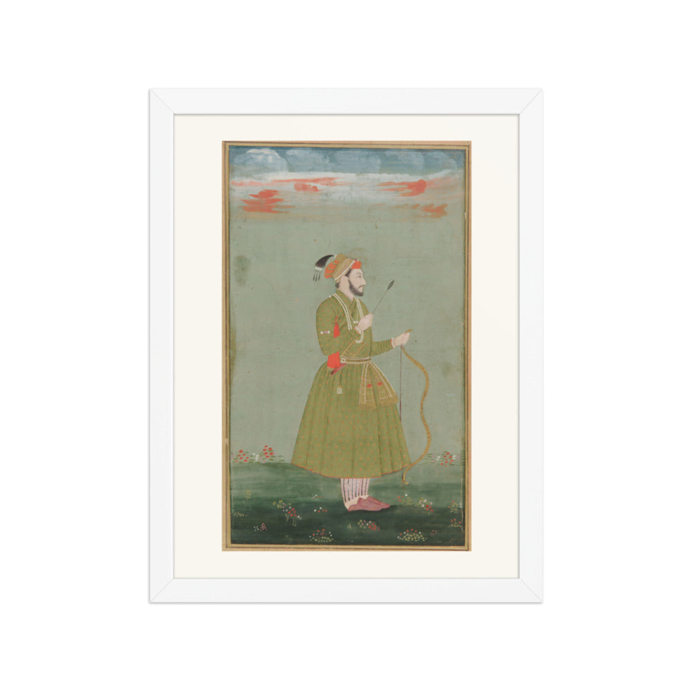 A Mughal Prince with a Bow — Restored Mughal Wall Art — view 6