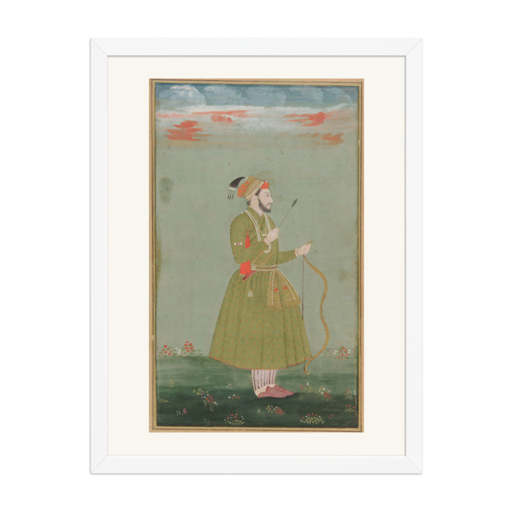 A Mughal Prince with a Bow — Restored Mughal Wall Art — view 5